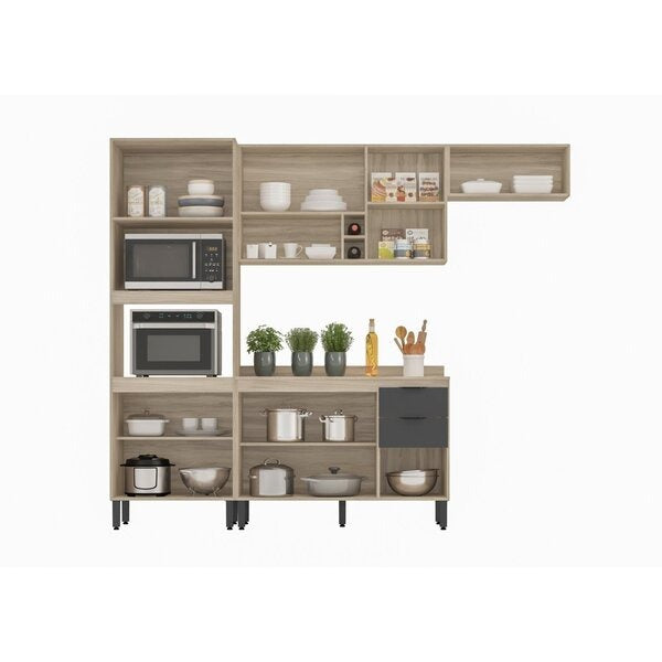 Cozinha Compacta 10 Portas 2 Gavetas com Torre Quente – Avena Touch e Grafito
