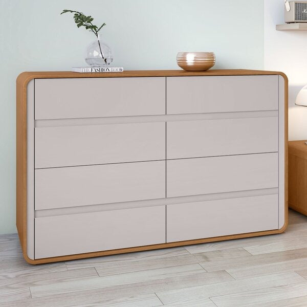 Cômoda 8 Gavetas Loop 152cm Amêndoa Clean/Off White
