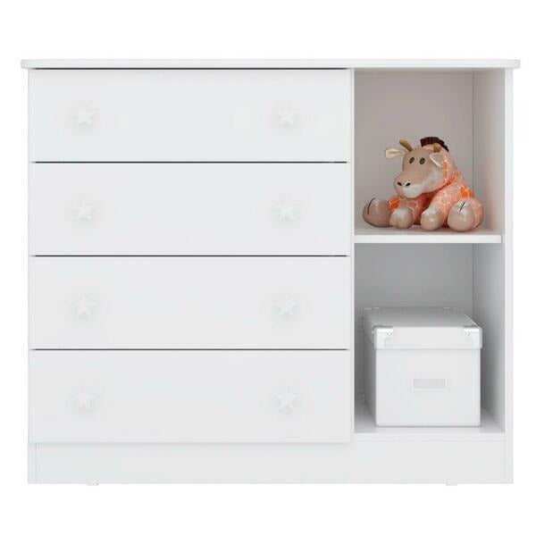 Cômoda Infantil Doce Sonho 4 Gavetas 1 Porta Branca