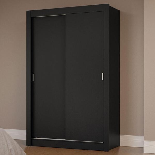 Guarda-Roupa Solteiro 2 Portas de Correr MDP Preto Milano