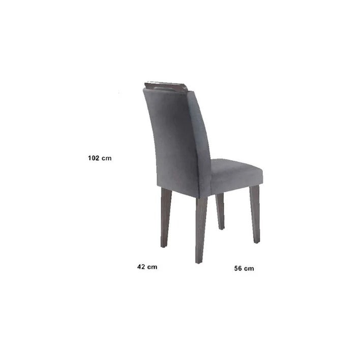 Conjunto Mesa de Jantar 180cm com Tampo de Vidro e 6 Cadeiras Estofadas