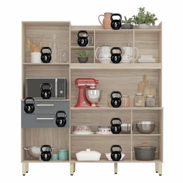 Cozinha Compacta 6 Portas 2 Gavetas com Tampo – Avena Grafito
