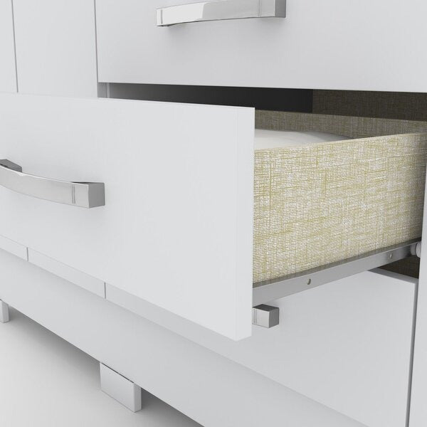Guarda-Roupa Solteiro 4 Portas com Espelho e 3 Gavetas Branco