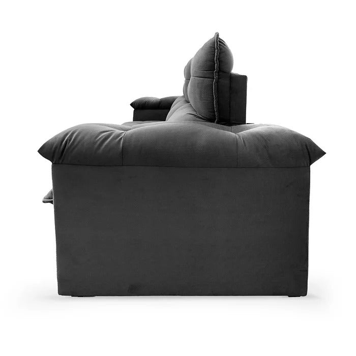 Sofá Retrátil e Reclinável 4 Lugares 2,30m Suede Cinza com Molas