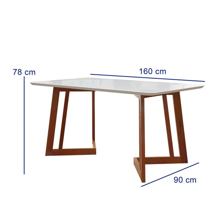Conjunto Mesa de Jantar com Vidro e 6 Cadeiras Madeira e Linho Caramelo