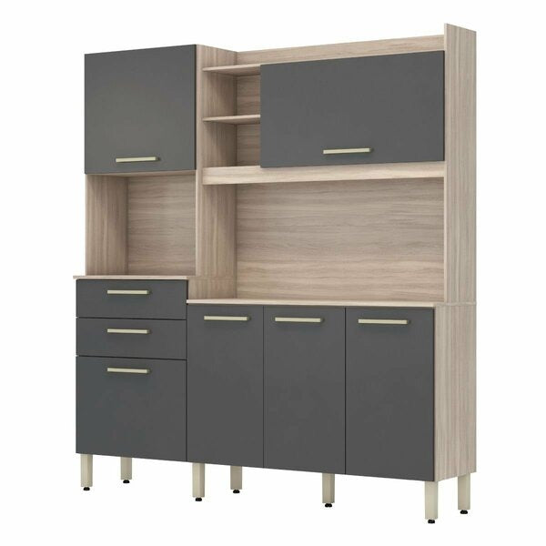 Cozinha Compacta 6 Portas 2 Gavetas com Tampo – Avena Grafito
