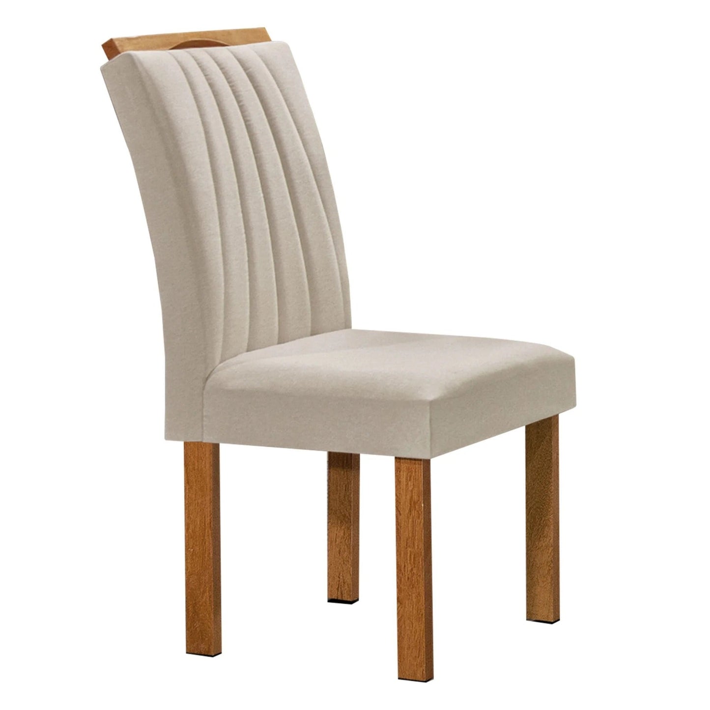Mesa de Jantar com Vidro 120cm e 4 Cadeiras Estofadas Cinamomo/Off White