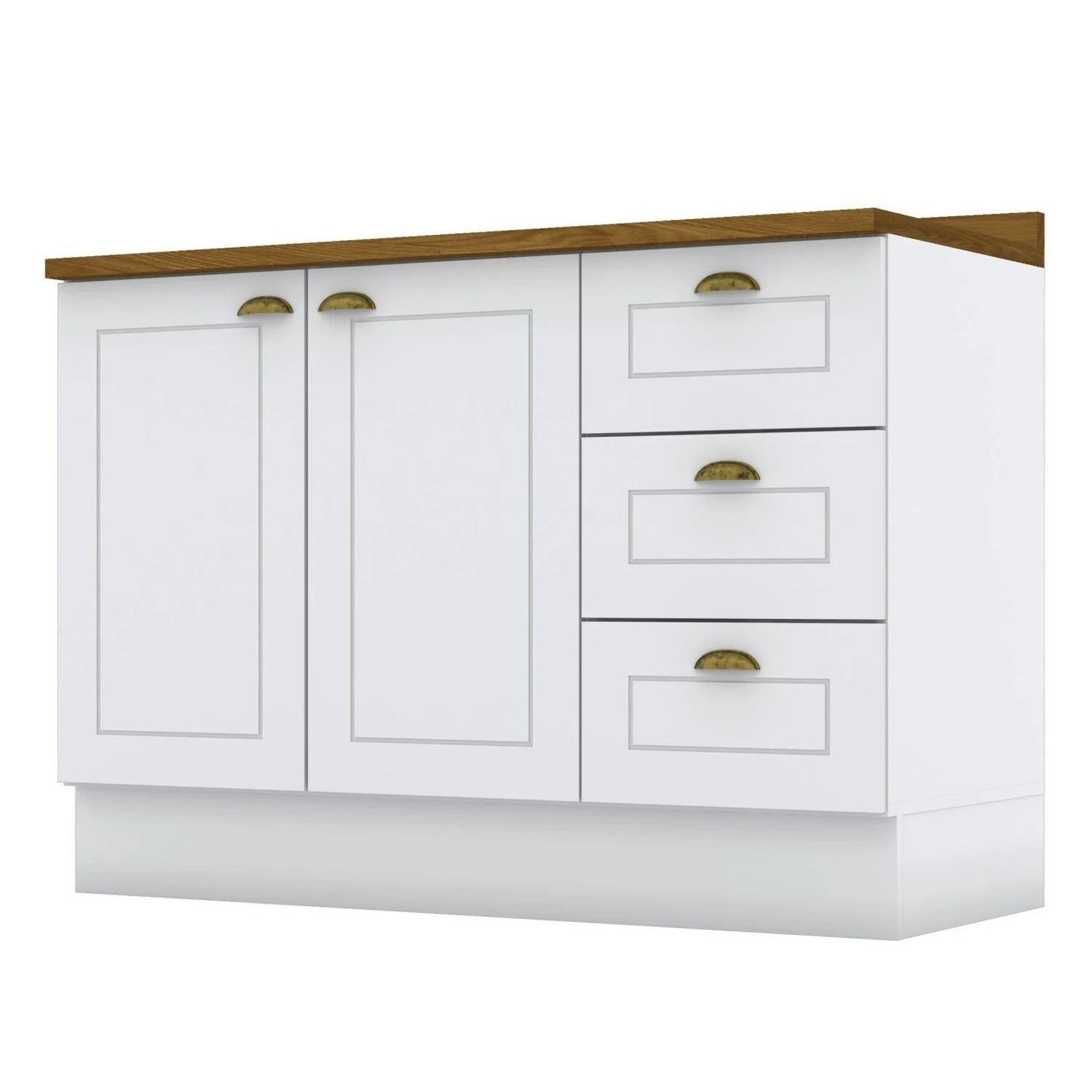 Balcão de Cozinha 2 Portas e 3 Gavetas 120cm Branco HP – Estilo Americano