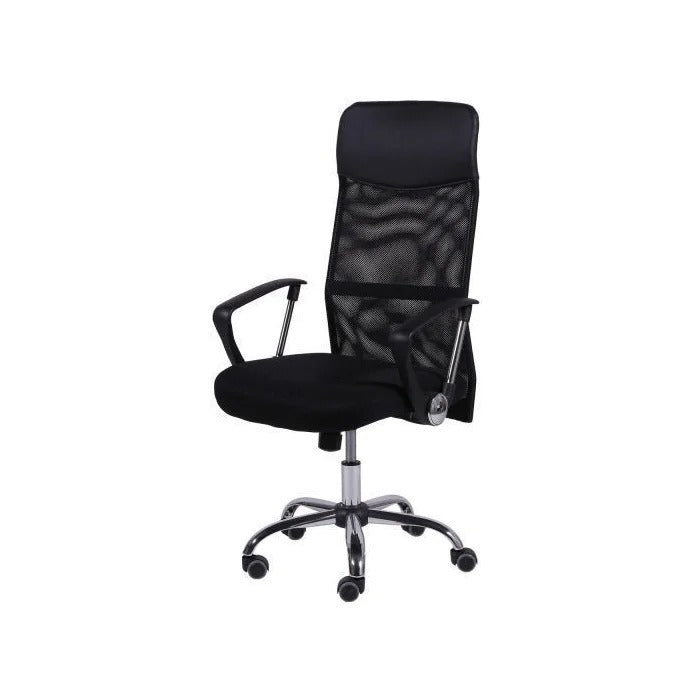 Cadeira Presidente OR-3307 com Relax Tela Mesh e Base Cromada Preta