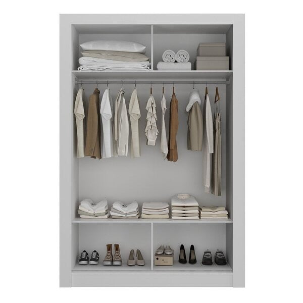 Guarda-Roupa Solteiro 2 Portas de Correr com Espelho MDP Branco Fosco Liz