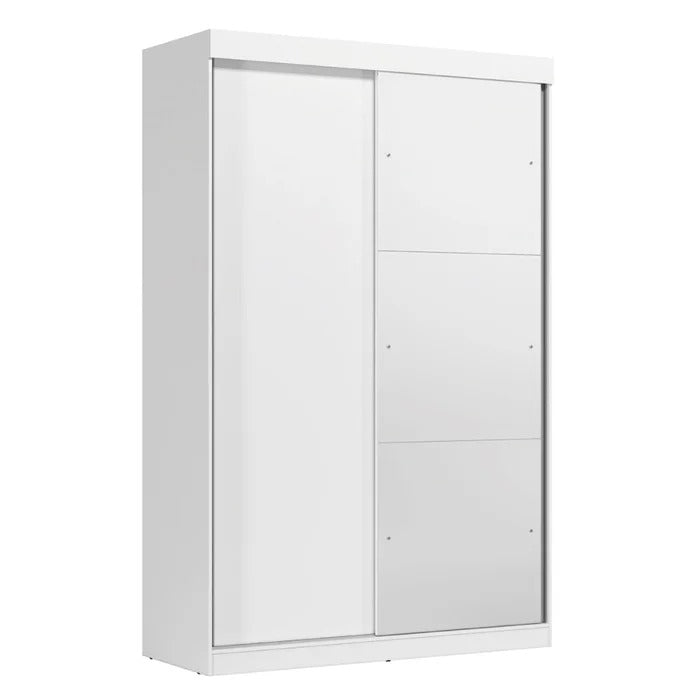 Guarda-roupa branco de casal com 2 portas de correr, design moderno e acabamento clean para quarto.