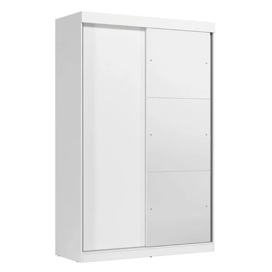 Guarda-roupa branco de casal com 2 portas de correr, design moderno e acabamento clean para quarto.