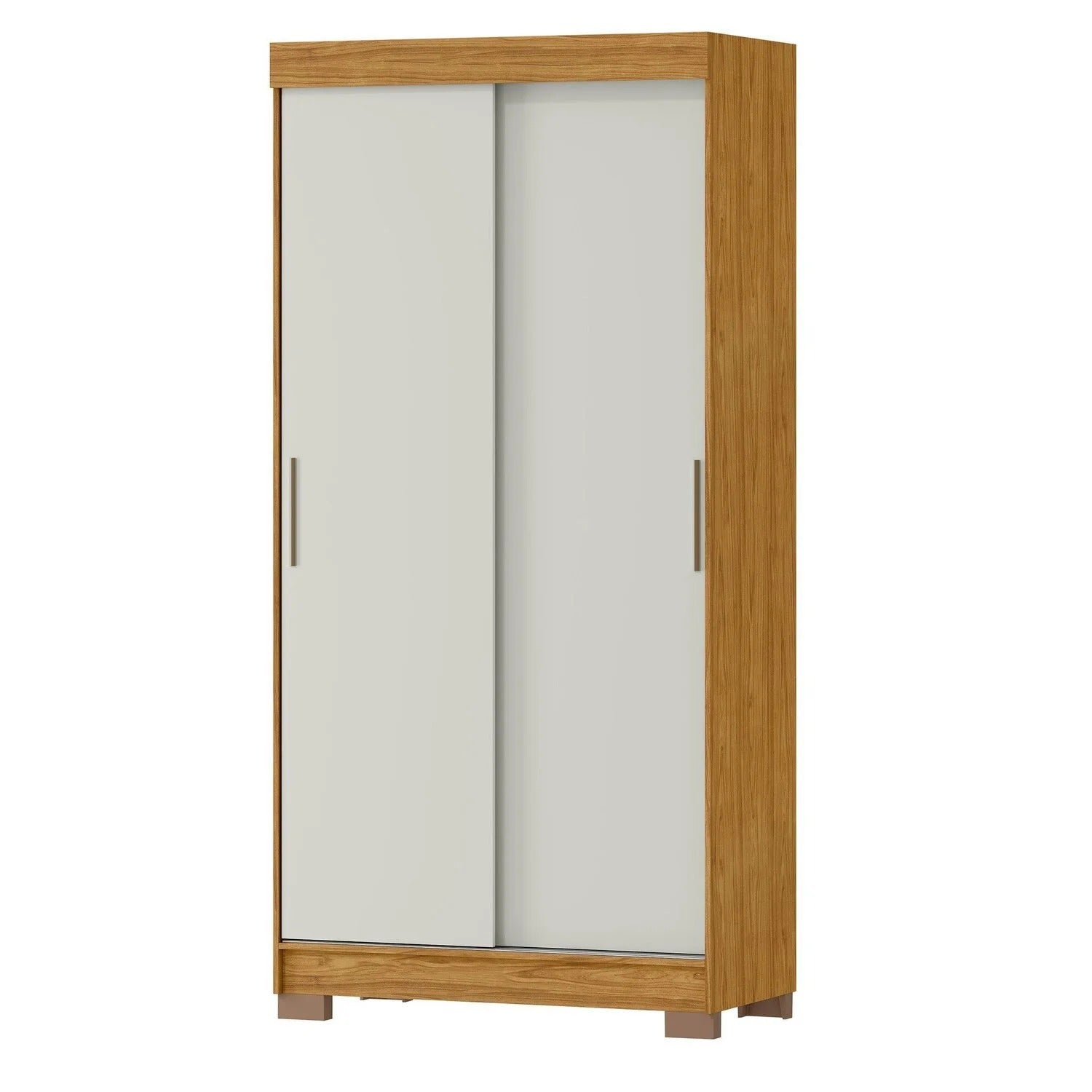 Guarda-roupa de casal com 2 portas de correr, estrutura em madeira e acabamento branco, design moderno.