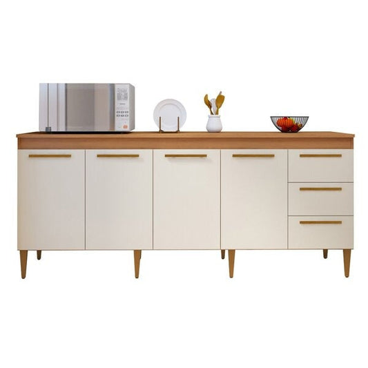 Balcão de Cozinha Atenas – 4 Portas e 3 Gavetas – Nature/Off White