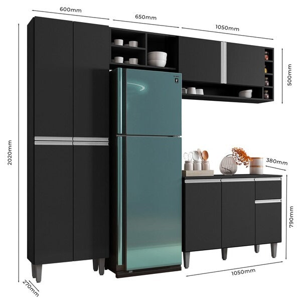 Cozinha Modulada Completa 5 Peças Vanessa – Preto