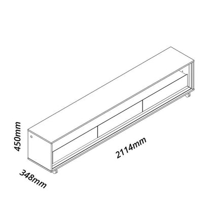 Rack Requinte 211cm com LED e Rodízios para TV até 85" Naturale/Off White