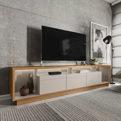 Rack Cronos com LED 218cm para TV até 75" com 3 Portas Nature/Off White