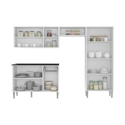 Cozinha Compacta Modular com Balcão e Armário – Branco e Lacca Fumê