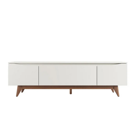 Rack para TV até 75 Polegadas Off White e Natural 220cm com Pés Palito