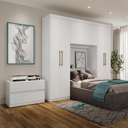 Guarda-Roupa Casal 6 Portas 2 Gavetas com Painel Multifuncional Branco Porto