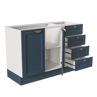 Balcão para Pia 120cm sem Tampo Branco/Azul com Gaveta e Portas Soft Close