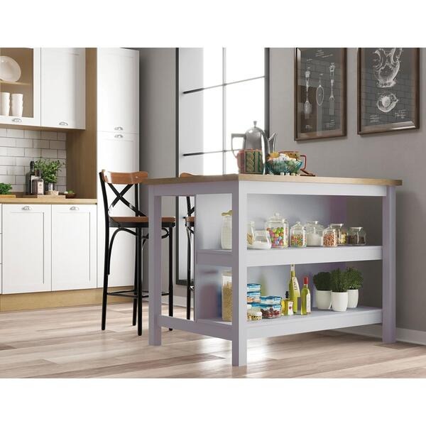 Bancada Gourmet Ilha para Cozinha com Iluminação LED – 120cm – Branco