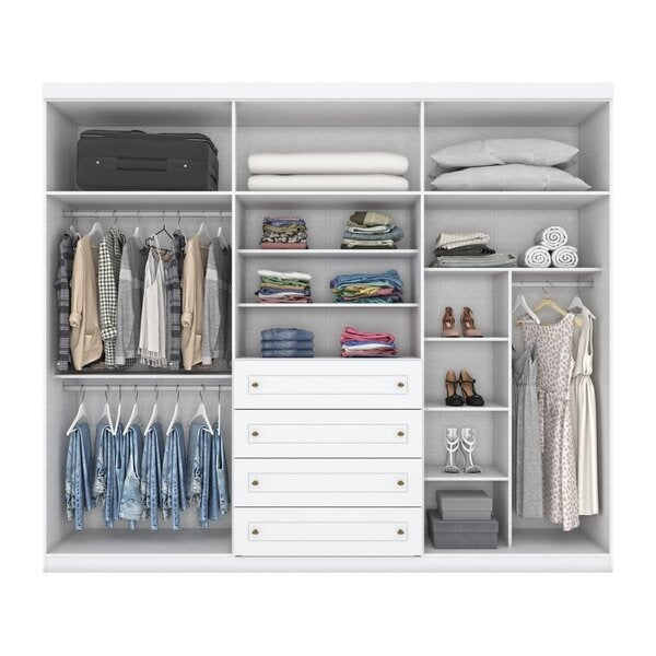 Guarda-Roupa Casal 6 Portas com 4 Gavetas Externas Branco