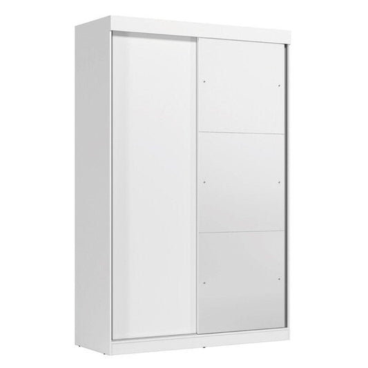 Guarda-Roupa Solteiro 2 Portas de Correr com Espelho Branco