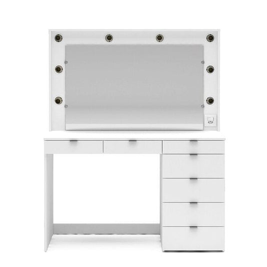 Penteadeira Camarim 7 Gavetas com Espelho e Iluminação LED Branco