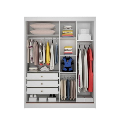 Guarda-Roupa Solteiro 2 Portas de Correr com Espelho Branco