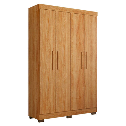 Guarda-Roupa Solteiro 4 Portas 3 Gavetas MDF Marrom Flórida
