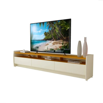 Rack Sublime 220cm com 3 Gavetas e 3 Nichos para TV até 90" Off White/Naturale