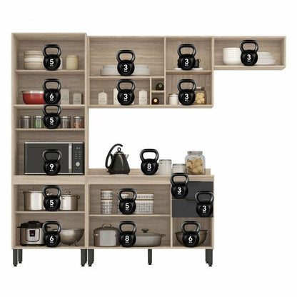 Cozinha Compacta 10 Portas 2 Gavetas com Torre Quente – Cinza