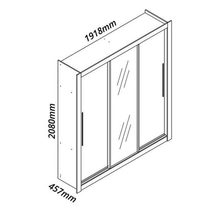 Guarda-Roupa Casal 3 Portas de Correr com Espelho Branco 100% MDF