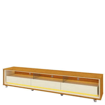 Rack Requinte 211cm com LED e Rodízios para TV até 85" Naturale/Off White