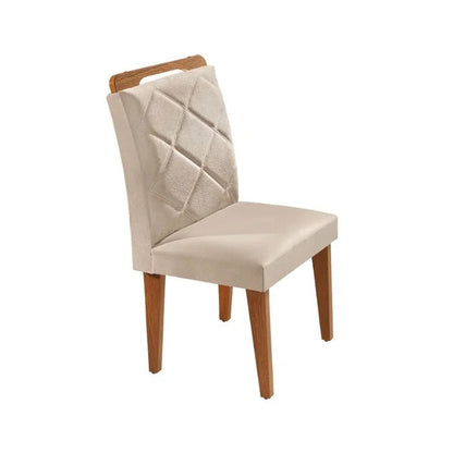 Conjunto Mesa de Jantar 180cm com Tampo de Vidro e 6 Cadeiras Estofadas