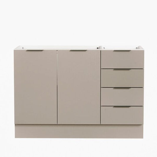Balcão Pia 120cm sem Tampo com Rodapé 2 Portas e Gavetas Fendi Trama/Branco