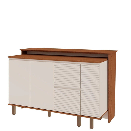 Bancada de Cozinha Ilha Gourmet Americana Auris – 2 Portas e 4 Gavetas – Canela/Off White