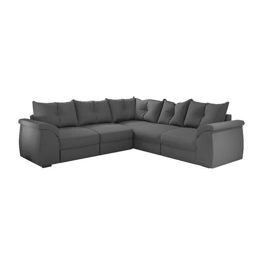 Sofá de Canto 5 Lugares Retrátil Qatar Suede Cinza