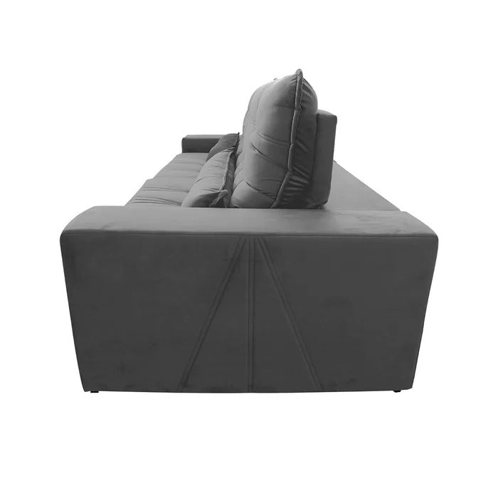 Sofá Retrátil e Reclinável Zurique 2,50m Suede Cinza com Molas e Encosto de 5 Posições