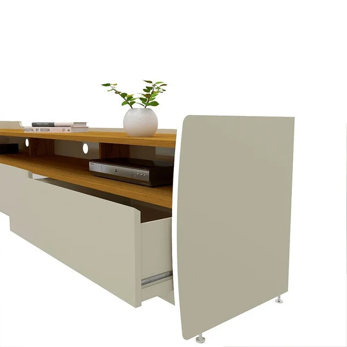 Rack Sublime 220cm com 3 Gavetas e 3 Nichos para TV até 90" Off White/Naturale