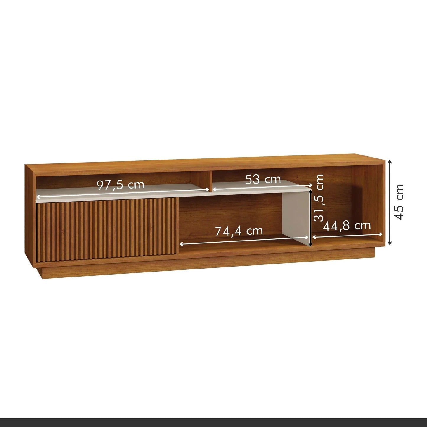 Rack para TV até 75 Polegadas 200cm MDF Naturalle e Off White com Porta Ripada