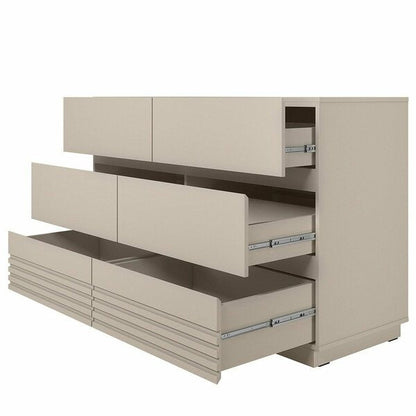 Cômoda Samambaia 6 Gavetas Off White com Detalhes Ripados