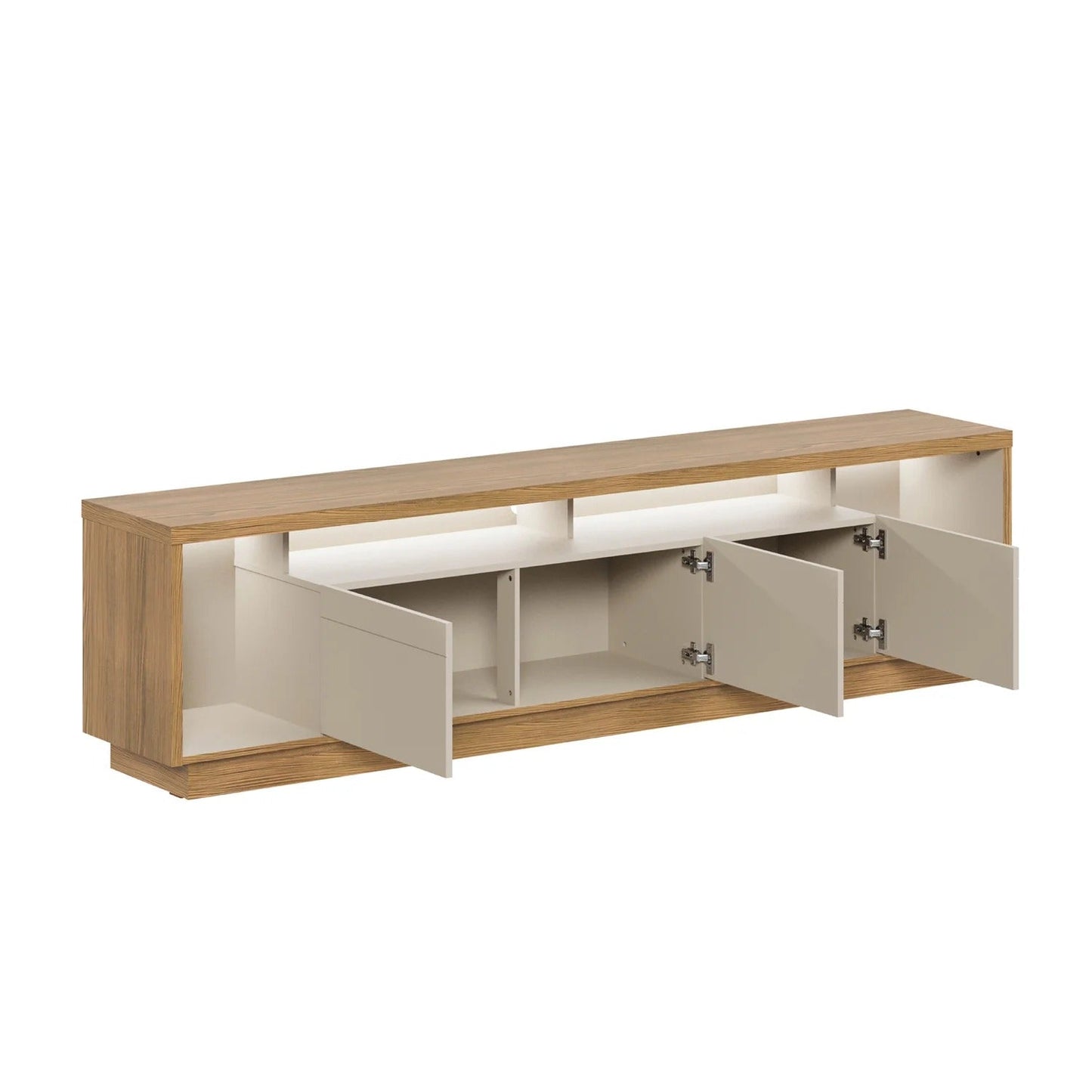 Rack Cronos com LED 218cm para TV até 75" com 3 Portas Nature/Off White