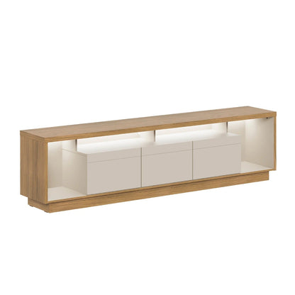 Rack Cronos com LED 218cm para TV até 75" com 3 Portas Nature/Off White