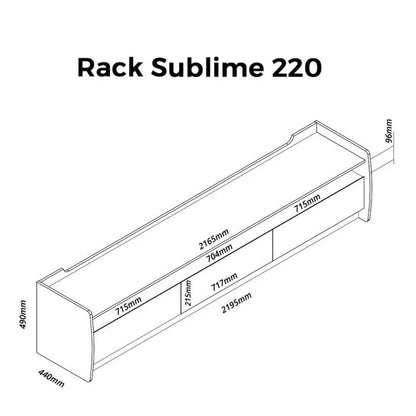 Rack Sublime 220cm com 3 Gavetas e 3 Nichos para TV até 90" Off White/Naturale