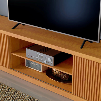 Rack de MDF Ripado 180cm para TV até 75" com 2 Portas Logan