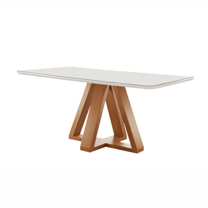 Mesa de Jantar com Vidro 120cm e 4 Cadeiras Estofadas Cinamomo/Off White