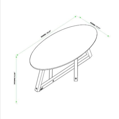 Mesa de Centro Oval com Tampo em MDF Semi-Brilho e Pés de Madeira Maciça