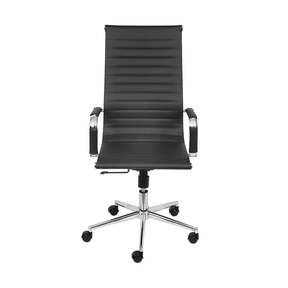 Cadeira Presidente OR-3301 Esteirinha com Rodízios PU e Sistema Relax Preta